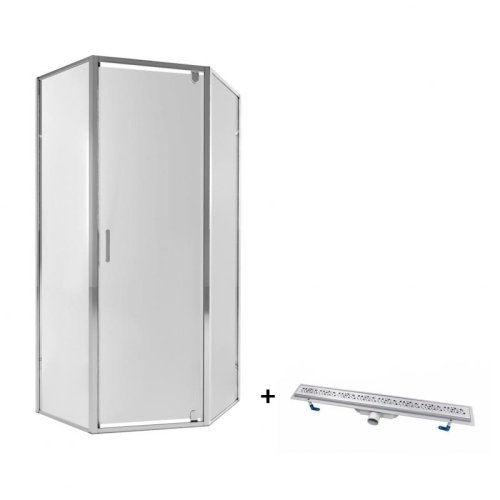 Душевая кабина Qtap Leo CRM10995-AC6 Clear с линейным трапом Dry FC304-800