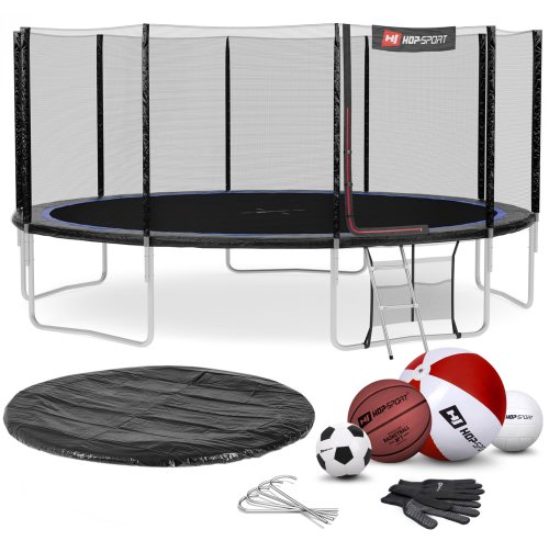 Батут Hop-Sport 16ft (488cm) black/blue з зовнішньою сіткою