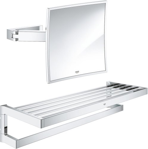 Набор аксессуаров Grohe полотенцеполка Selection Cube 40804000 + зеркало комсетическое Selection Cube 40808000