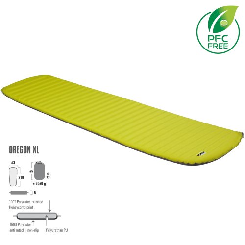 Коврик самонадувающийся High Peak Oregon XL 5 cm Citronelle (41126)