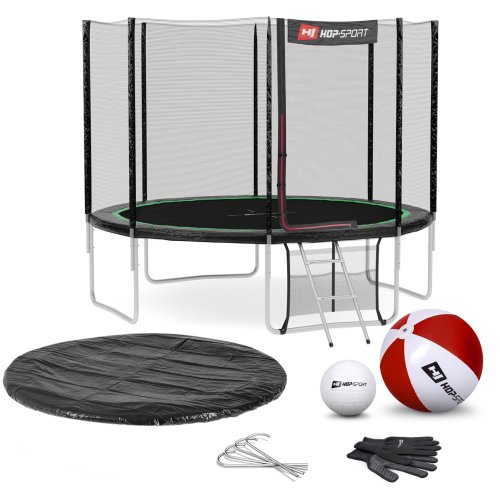 Батут Hop-Sport 10ft (305cm) Black/Green з зовнішньою сіткою 4 ноги