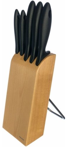 Набор ножей в деревянном блоке Fiskars Essential, 5 шт