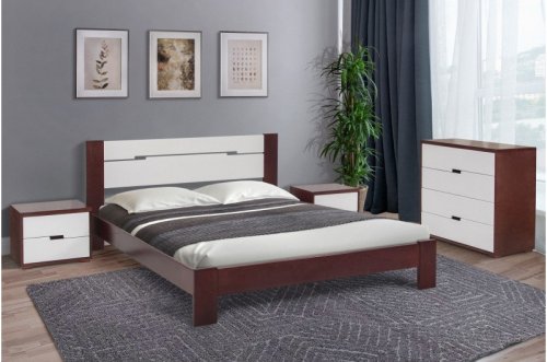 Кровать двуспальная МИКС-мебель Натали 160х200 черный орех/белый