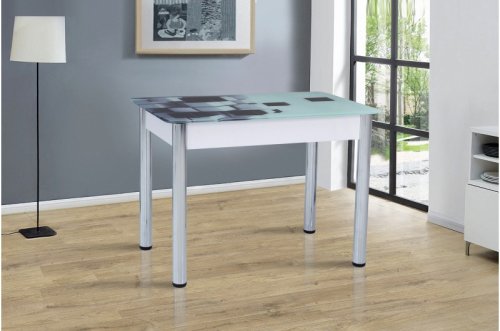 Стіл обідній МІКС-меблі Фреш білий+скло кубики