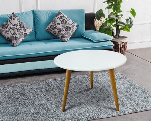 Стол журнальный МИКС-мебель Эрик круглый ясень/белый