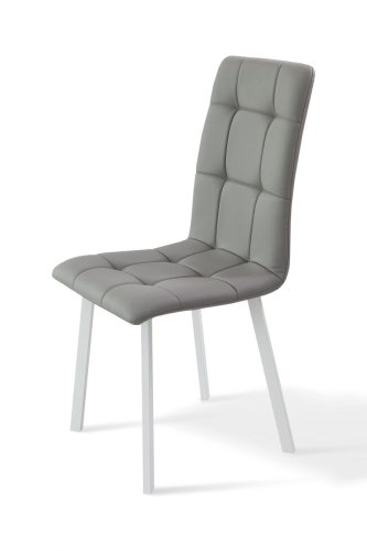 Стул МИКС-мебель Тринити металл белый/кожзам светло-серый