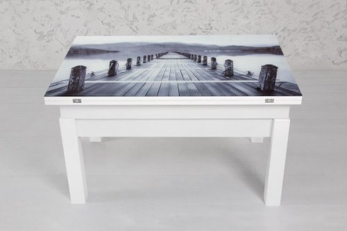 Стол-Трансформер МИКС-мебель Флай белый+стекло (мост)