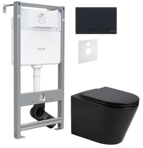 Унітаз з інсталяцією VOLLE Nemo Black Rimless 13-17-316 Black+212010+222113