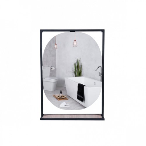 Зеркало Qtap Taurus Black/Whitish oak с LED-подсветкой QT2478ZP600BWO