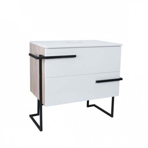 Тумба підлогова Qtap Taurus White/Whitish oak зі стільницею QT2480TNT703WWO