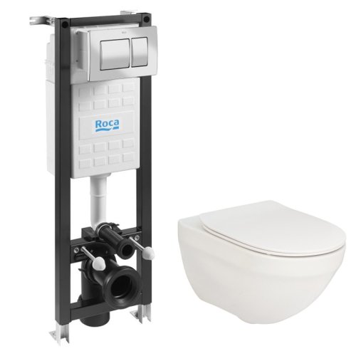 Инсталляционная система Roca Eko Frame + чаша унитаза OSSA Rimless c крышкой Soft-Close