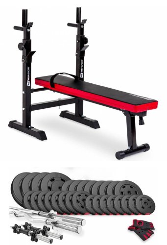Набор Hop-Sport Premium 124 кг со скамьей HS-1080