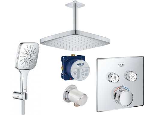 Душевая система Grohe Smartcontrol Tempesta 250 Cube на 2 потребителя (с кронштейном к потолку)