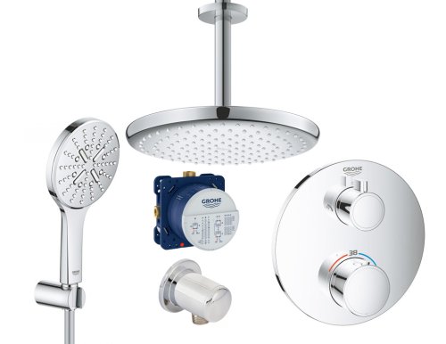 Душевая система Grohe Grohtherm Tempesta 250 на 2 потребителя (с кронштейном к потолку)