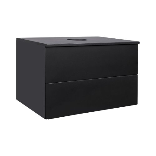 Тумба подвесная Qtap Tern Matt black со столешницей QT1779TPL802MB