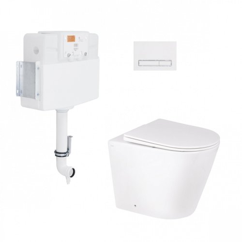 Набор Qtap смывающийся бачок с панелью смыва Nest (QT0122490S4Q1 + QT0111M08V1384W) + унитаз с сиденьем Swan QT16223178W