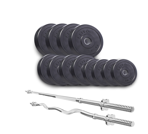 Набір Elitum Titan 85 кг з прямим та W-подібним грифом