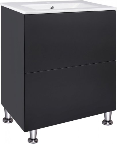 Комплект Qtap Tern Matt black тумба напольная + раковина врезная QT1771TNL6023060CMB