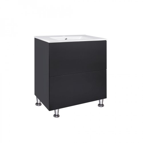 Комплект Qtap Tern Matt black тумба напольная + раковина врезная QT1771TNL7023070CMB