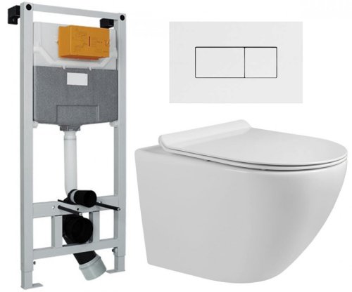 Унитаз + инсталляция VOLLE Amadeus M Rimless с белой клавишей Master Evo 13-06-055M+201010+221919