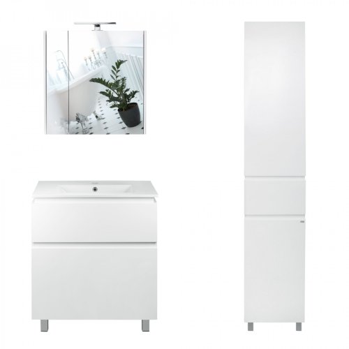 Комплект мебели для ванной Qtap Albatross тумба с раковиной + зеркальный шкаф + пенал QT044AL42953