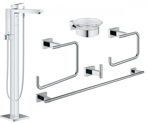Смеситель для ванны + аксессуары Grohe Eurocube 23672001+40758001