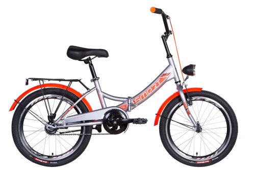 Велосипед ST 20" Formula SMART Vbr рама-13" серый с оранжевым (м) с багажником зад St, с крылом St, с фонарём 2021