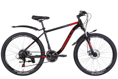 Велосипед ST 26" Formula KOZAK AM DD рама-17,5" черно-красный с крылом Pl 2022
