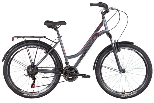 Велосипед ST 26" Formula OMEGA AM Vbr рама-18" темно-серый с красным (м) с багажником зад St, с крылом St 2022