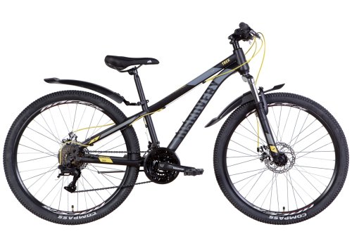 Велосипед ST 26" Discovery TREK AM DD рама-18" черно-желтый (м) с крылом Pl 2022