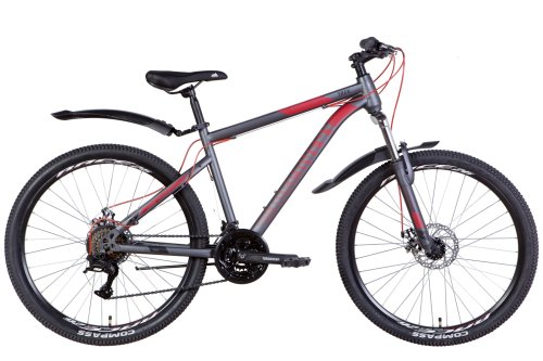 Велосипед ST 26" Discovery TREK AM DD рама-13" серо-красный (м) с крылом Pl 2022