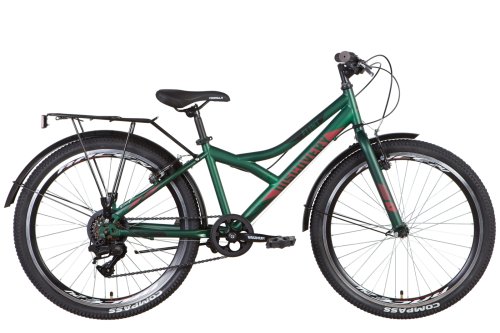 Велосипед ST 24" Discovery FLINT Vbr рама-13" темно-зеленый с красным (м) с багажником зад St, с крылом St 2022