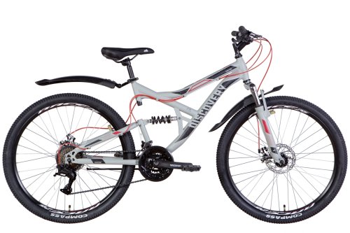 Велосипед ST 26" Discovery CANYON AM2 DD рама-17,5" серо-черный (м) с крылом Pl 2022