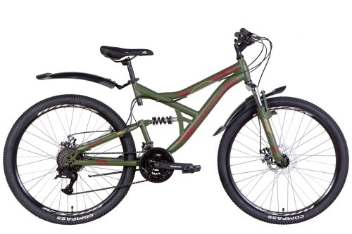 Велосипед ST 26" Discovery CANYON AM2 DD рама-17,5" хаки (м) с крылом Pl 2022