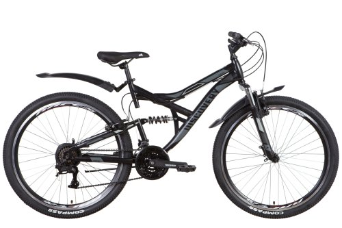 Велосипед ST 26" Discovery CANYON AM2 Vbr рама-17,5" черно-серый (м) с крылом Pl 2022