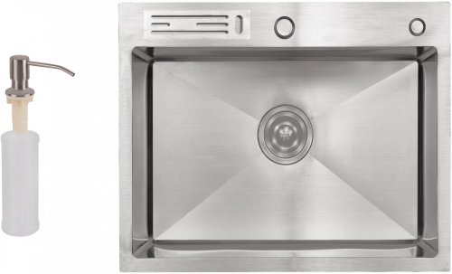 Кухонная мойка Lidz LH5050T 3.0/1.0 мм Brush (LIDZLH5050TBRU3010) cо встроенным держателем для ножей