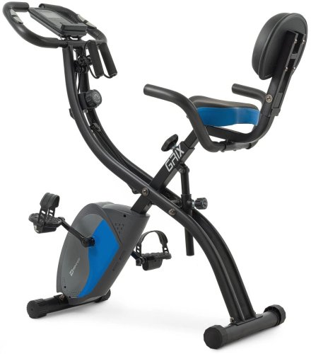 Велотренажер магнітний Hop-Sport HS-3010X Grix X-Bike з еспандерами чорно-синій