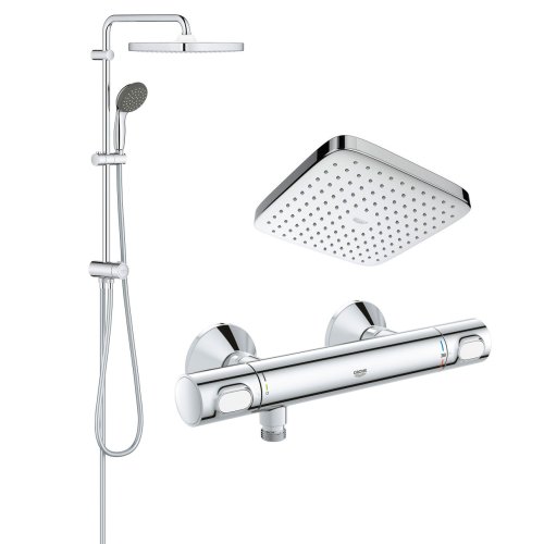 Душевая система Flex для настенного монтажа Grohe QuickFix Vitalio Start 250 Cube + Смеситель термостатический для душа Grohe QuickFix Precision Flow 34840000