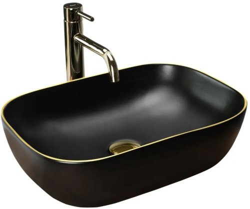 Умывальник REA Belinda Black Matt Gold Edge REA-U9659
