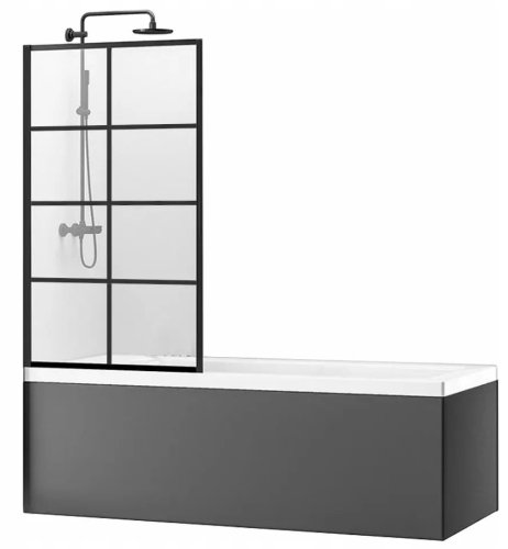 Шторка для ванны REA Lagos-1 Fix Black 70 REA-K4560