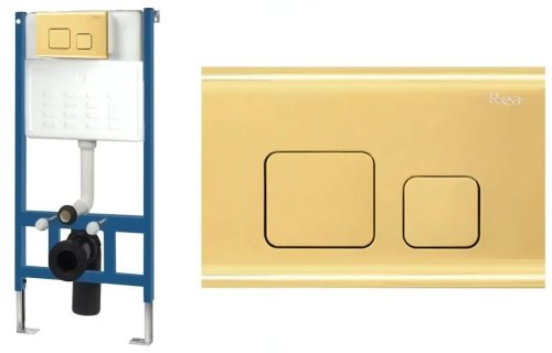 Инсталляция REA с золотой кнопкой F Light Gold REA-E9851