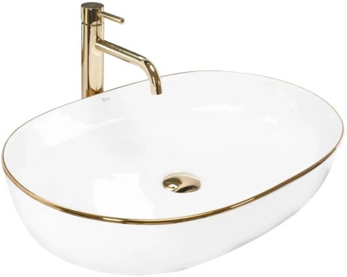 Умывальник REA Cleo 61 White Gold Edge REA-U6211