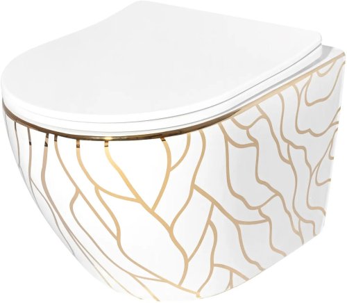 Подвесной унитаз REA Carlos Flat Wave Gold REA-C8767