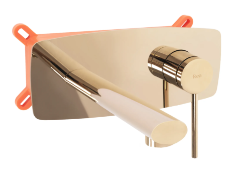 Смеситель для раковины (умывальника) REA OVAL GOLD + BOX скрытого монтажа