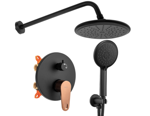 Душевой гарнитур скрытого монтажа REA MILD BLACK ROSE GOLD + BOX черный