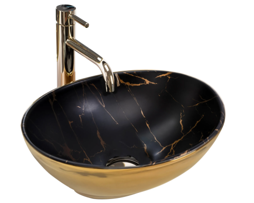 Умывальник (раковина) REA SOFIA GOLD MARBLE BLACK накладной