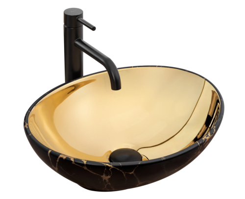 Умывальник (раковина) REA SOFIA IN MARBLE MAT BLACK GOLD накладной
