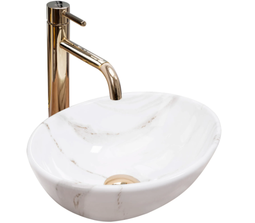 Умивальник (раковина) REA SOFIA MINI SHINY AIAX накладний білий мармур