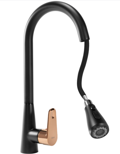Смеситель для кухни REA MILD BLACK ROSE GOLD черный\розовое золото