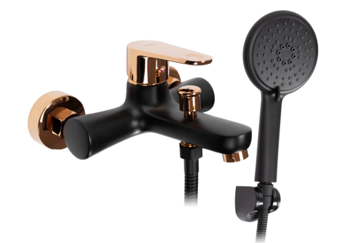 Смеситель для ванны и душа REA MILD BLACK ROSE GOLD черный\розовое золото